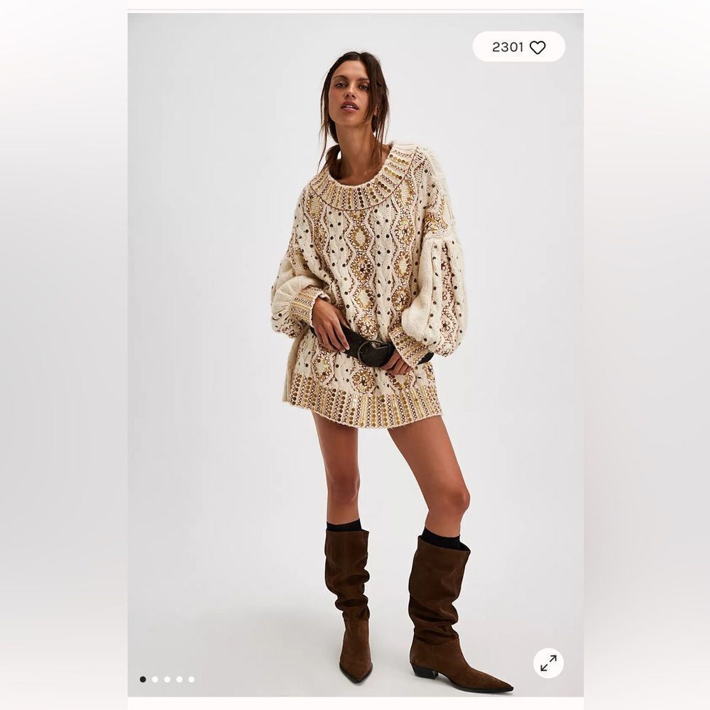 Free People Gilded Cable Embellished Sweater